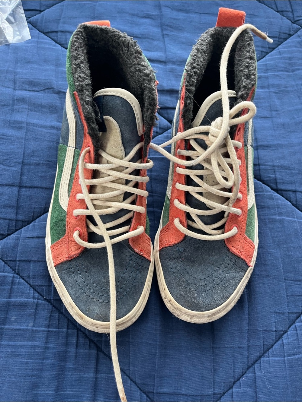 Kids High-Top Lace-Up Sneakers in Blue, Green & Coral